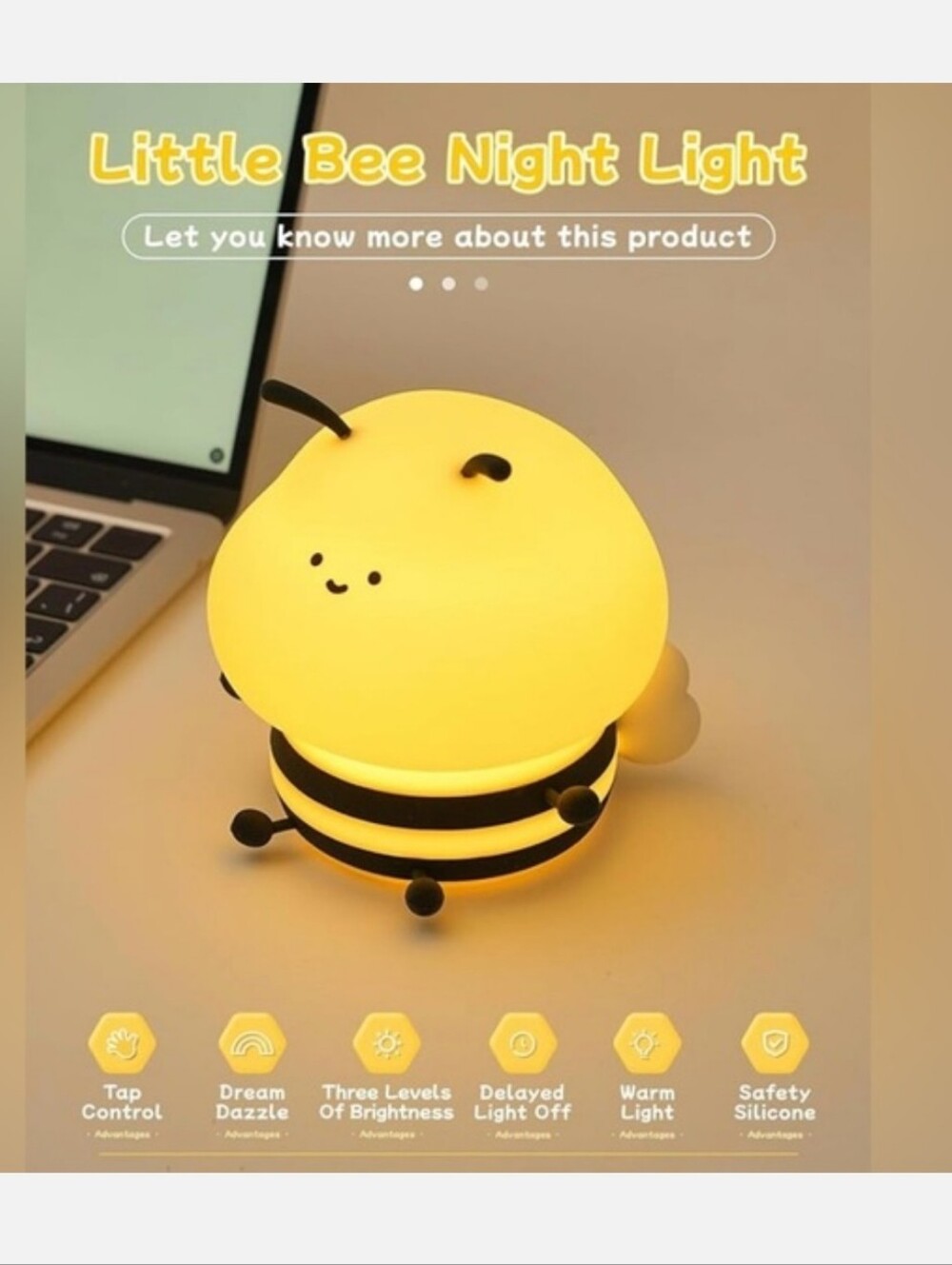 Cute Little Bee Night Light - Picture 6 of 11